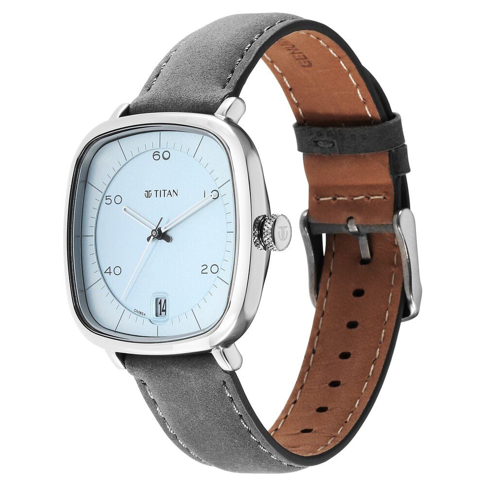 Titan Quartz Analog with Date Anthracite Dial Leather Strap Watch for Men