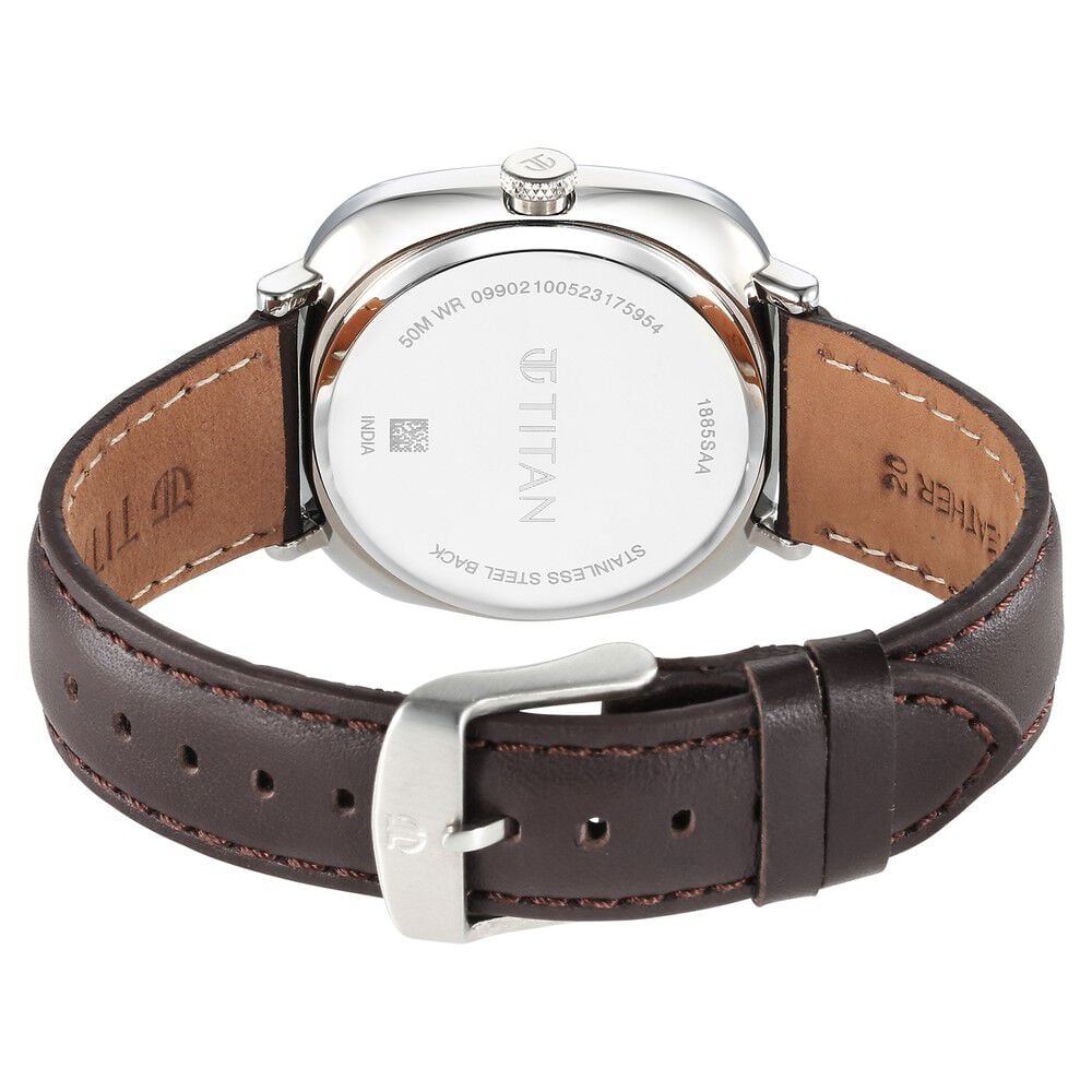 Titan Neo Curve Quartz Analog with Date With Date Blue Dial Brown Leather Strap Watch for Men