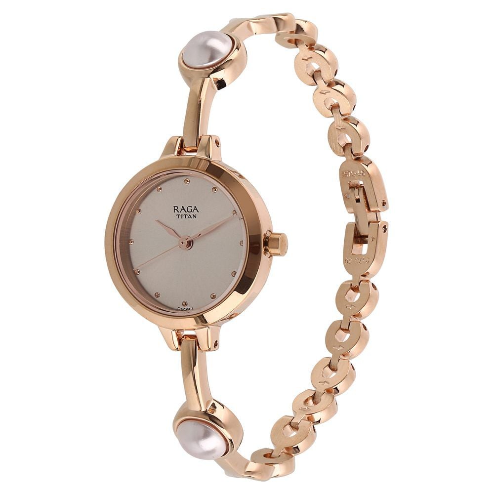 Titan Quartz Analog Grey Dial Metal Strap Watch for Women