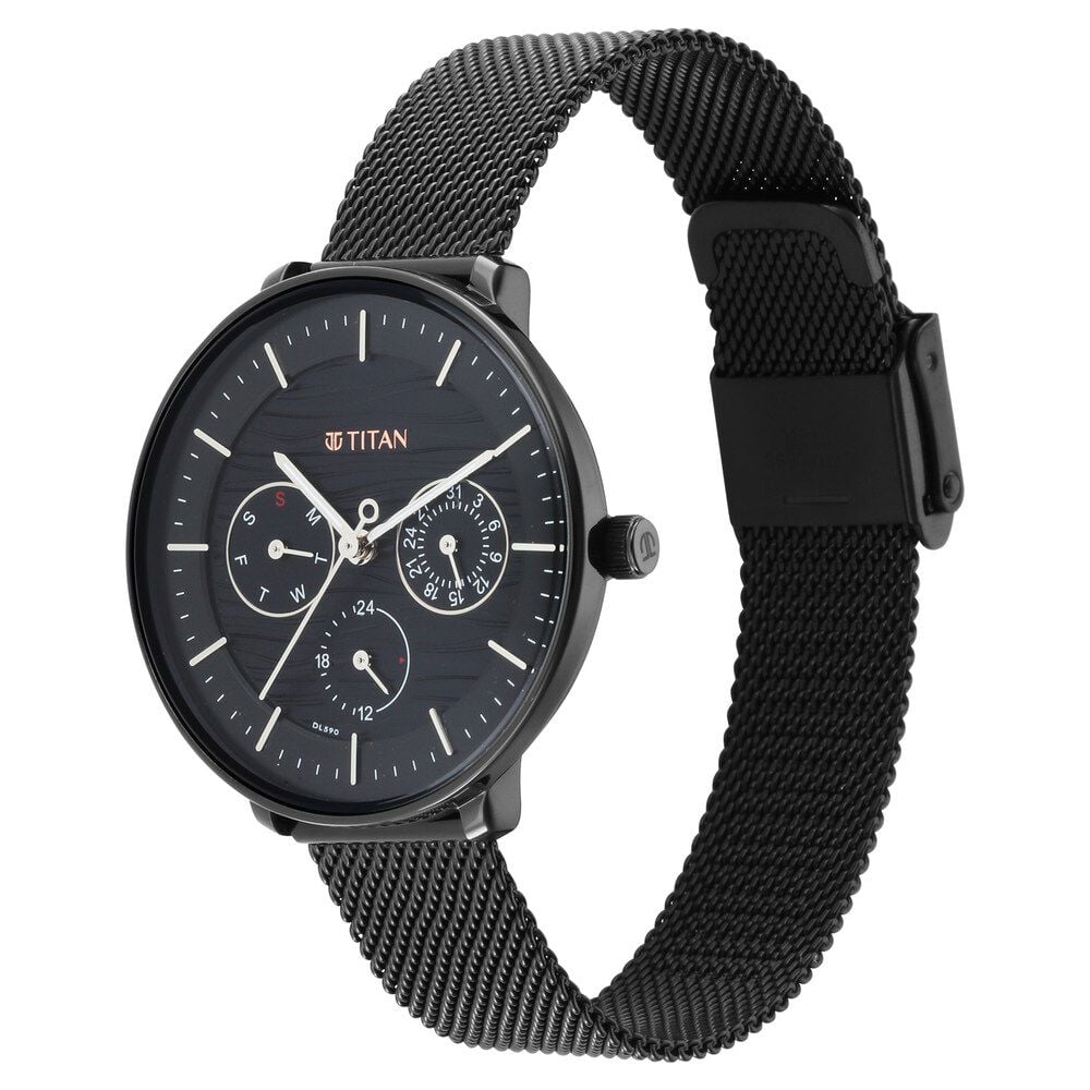 Titan Women's Svelte Green: Multi-Function Watch with Metal Strap