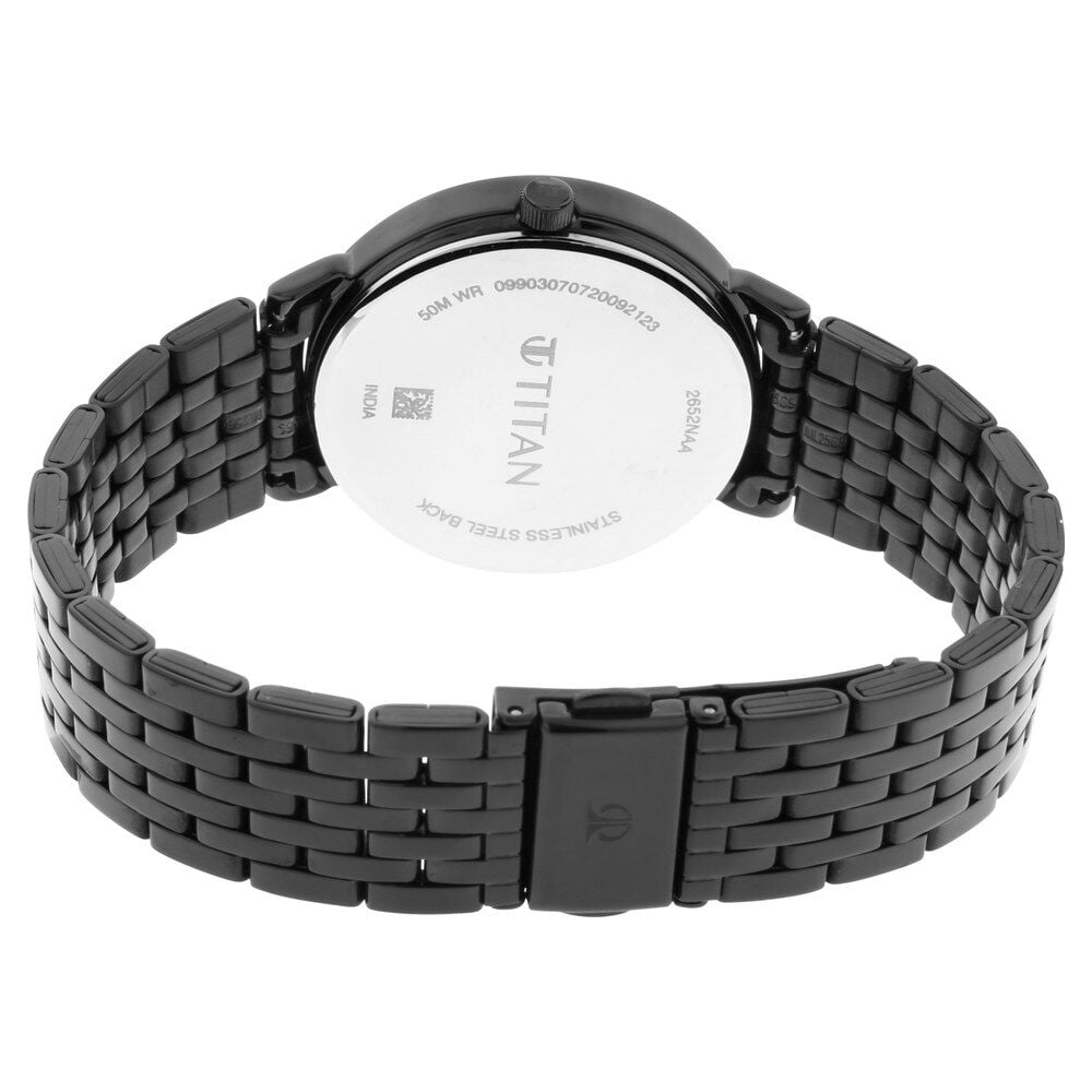 Titan Women's Regal: Roman Numeral Black Dial & Metal Strap Watch