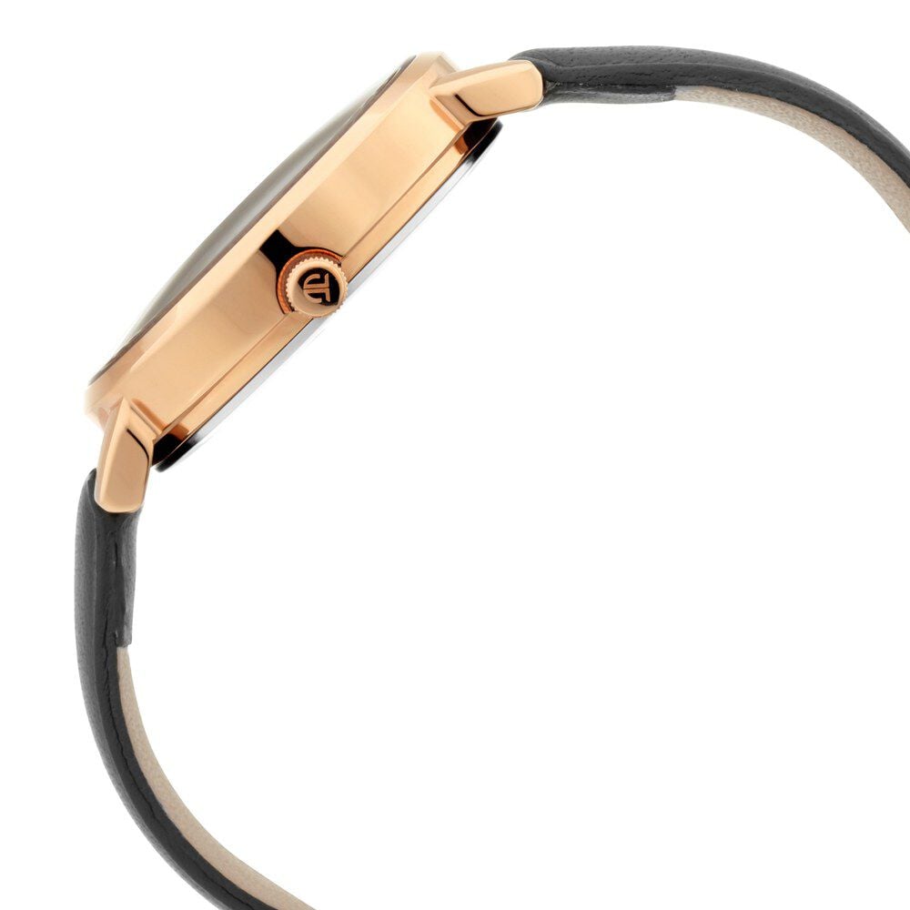 Titan Women's Regal: Roman Numeral Black Dial & Leather Strap Watch