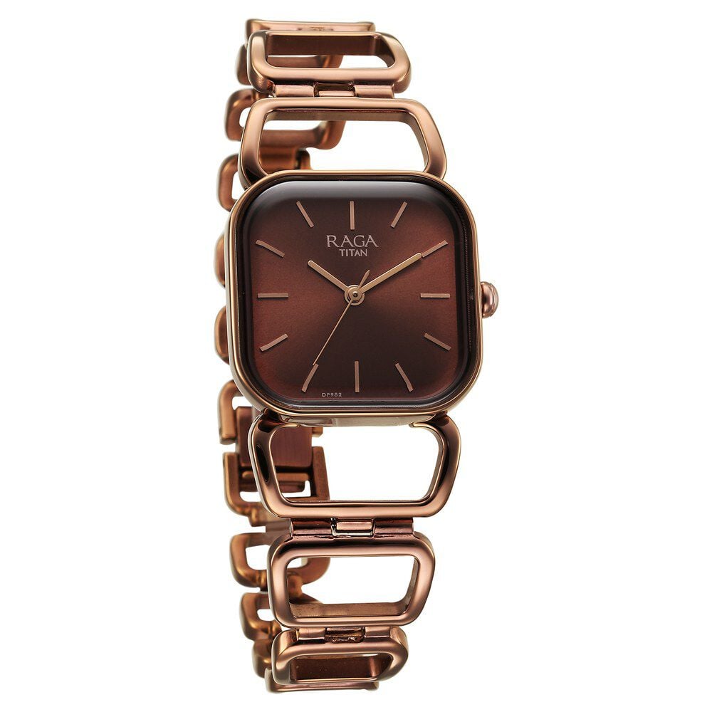 Titan Raga Ascend Quartz Analog Brown Dial With Brown Color Metal Strap Watch For Women