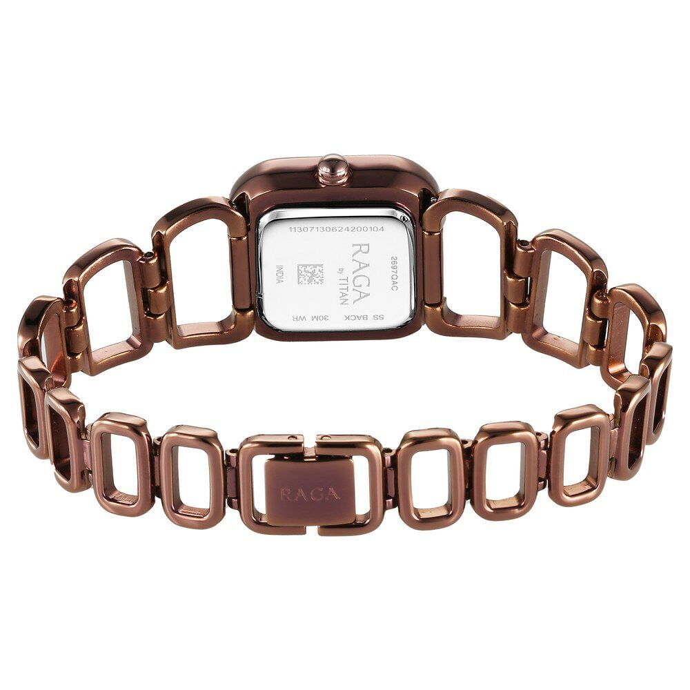 Titan Raga Ascend Quartz Analog Brown Dial With Brown Color Metal Strap Watch For Women