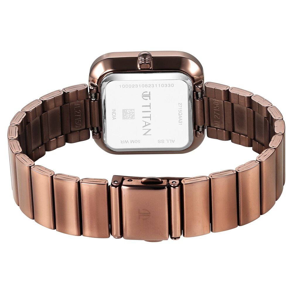 Titan Purple Stackables Quartz Analog Black Dial Stainless Steel Strap Watch for Women