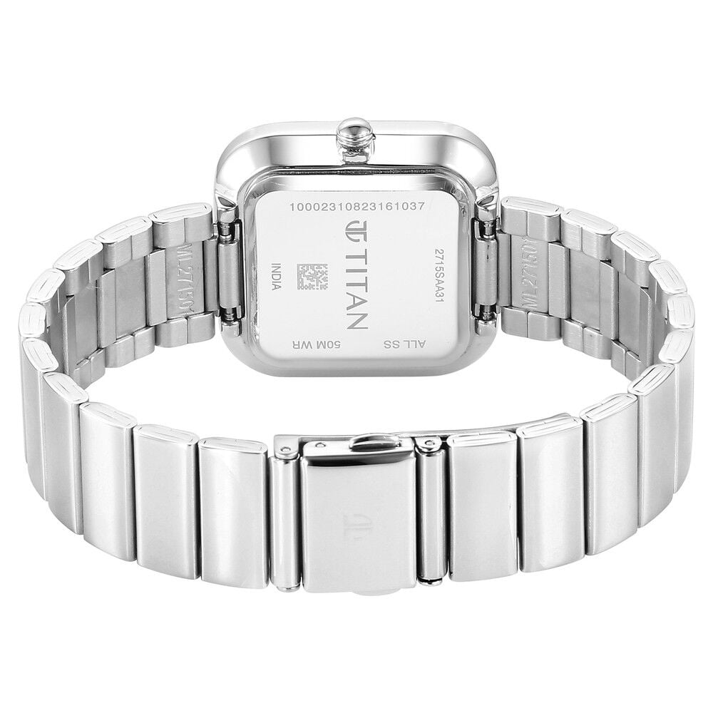Titan Purple Stackables Quartz Analog White Dial Stainless Steel Strap Watch for Women