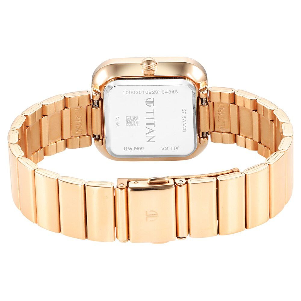 Titan Purple Stackables Quartz Analog White Dial Stainless Steel Strap Watch for Women