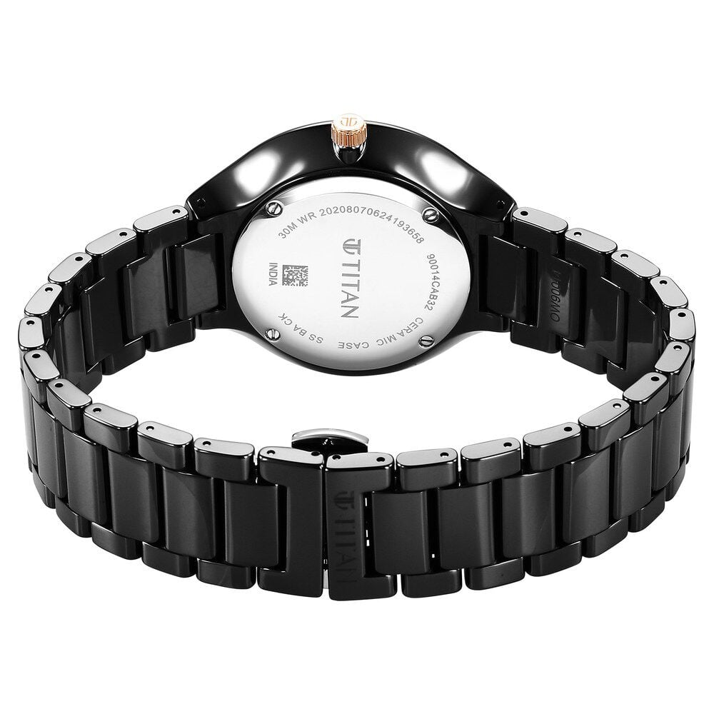 Titan Regalia Ceramics Quartz Analog Black Dial Black Color Ceramic Strap Watch For Men