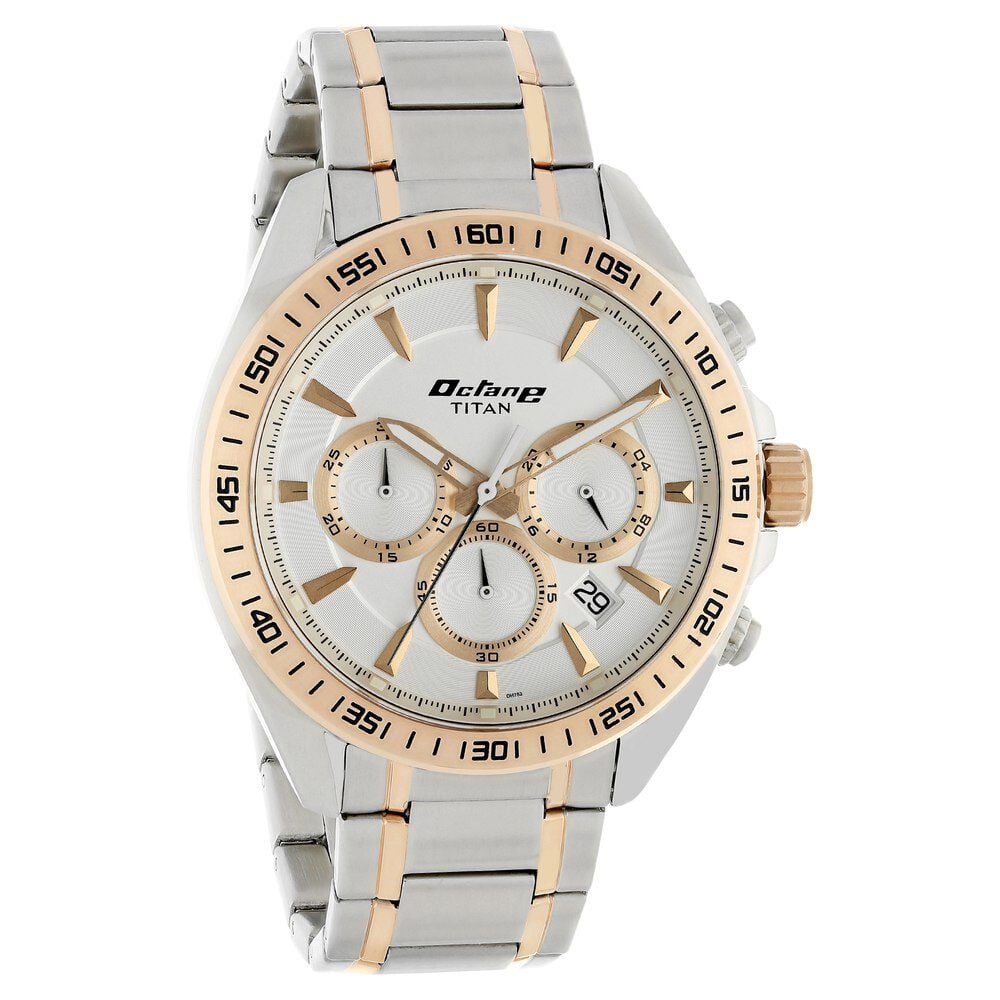 Titan Octane White Dial Chrono Stainless Strap watch for Men