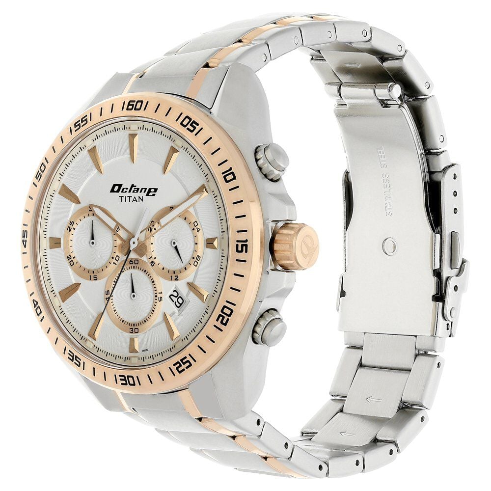 Titan Octane White Dial Chrono Stainless Strap watch for Men
