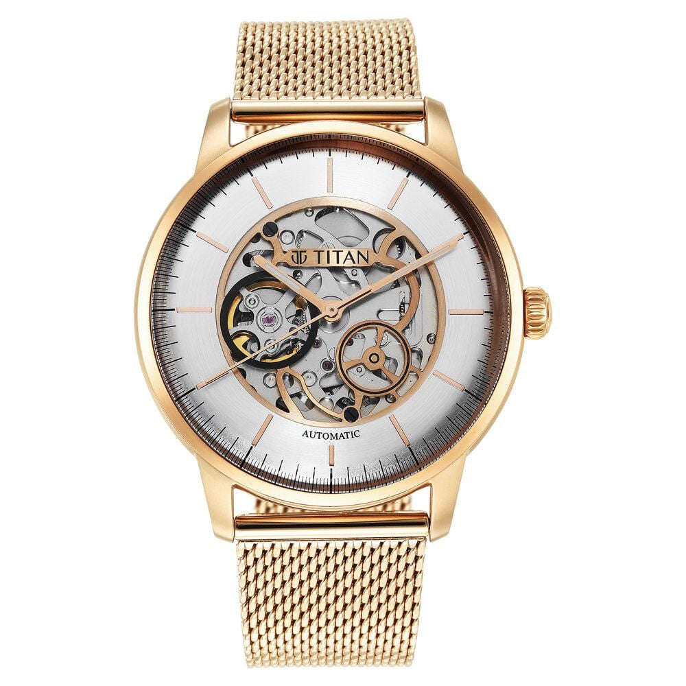 Titan Mechanical Silver Dial Analog Stainless Steel Strap Watch for Men