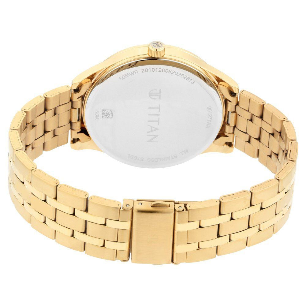 Titan Regalia Opulent Black Dial Analog with Day and Date Stainless Steel Strap watch for Men
