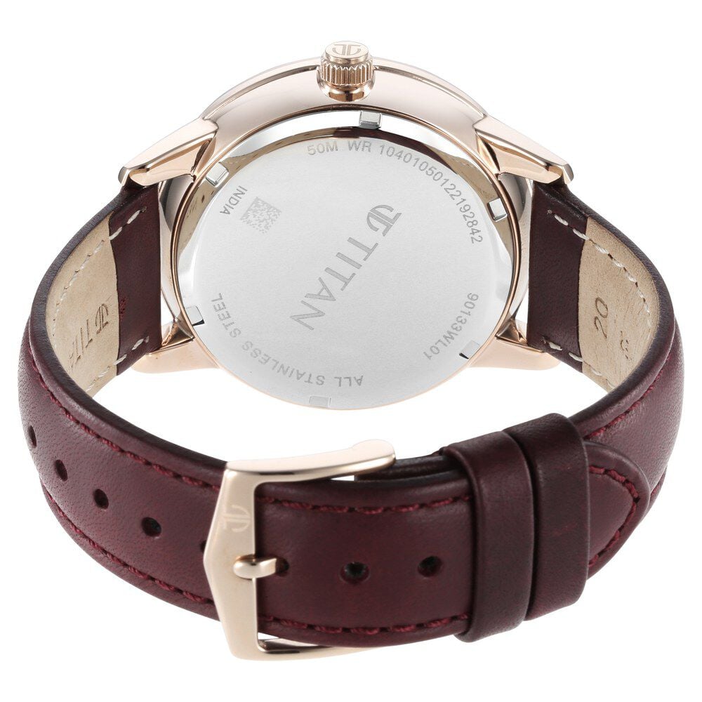 Titan Urban Magic Silver Dial Quartz Multifunction Leather Strap watch for Men