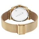 Titan Classique Suave Quartz Green Dial Golden Stainless Steel Mesh Strap Watch for Men