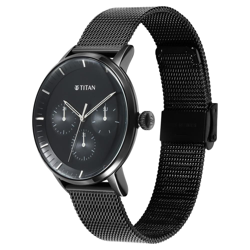 Titan Modern Classics Black Dial Quartz Multifunction Stainless Steel Strap watch for Men