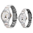Titan Bandhan Quartz Analog Sun-Moon Silver Dial Two Toned Stainless Steel Strap Watch For Couple