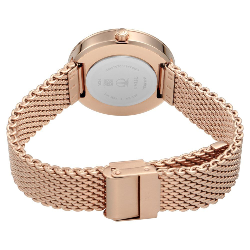 Titan Stellar Black Dial Analog Stainless Steel Strap watch for Women