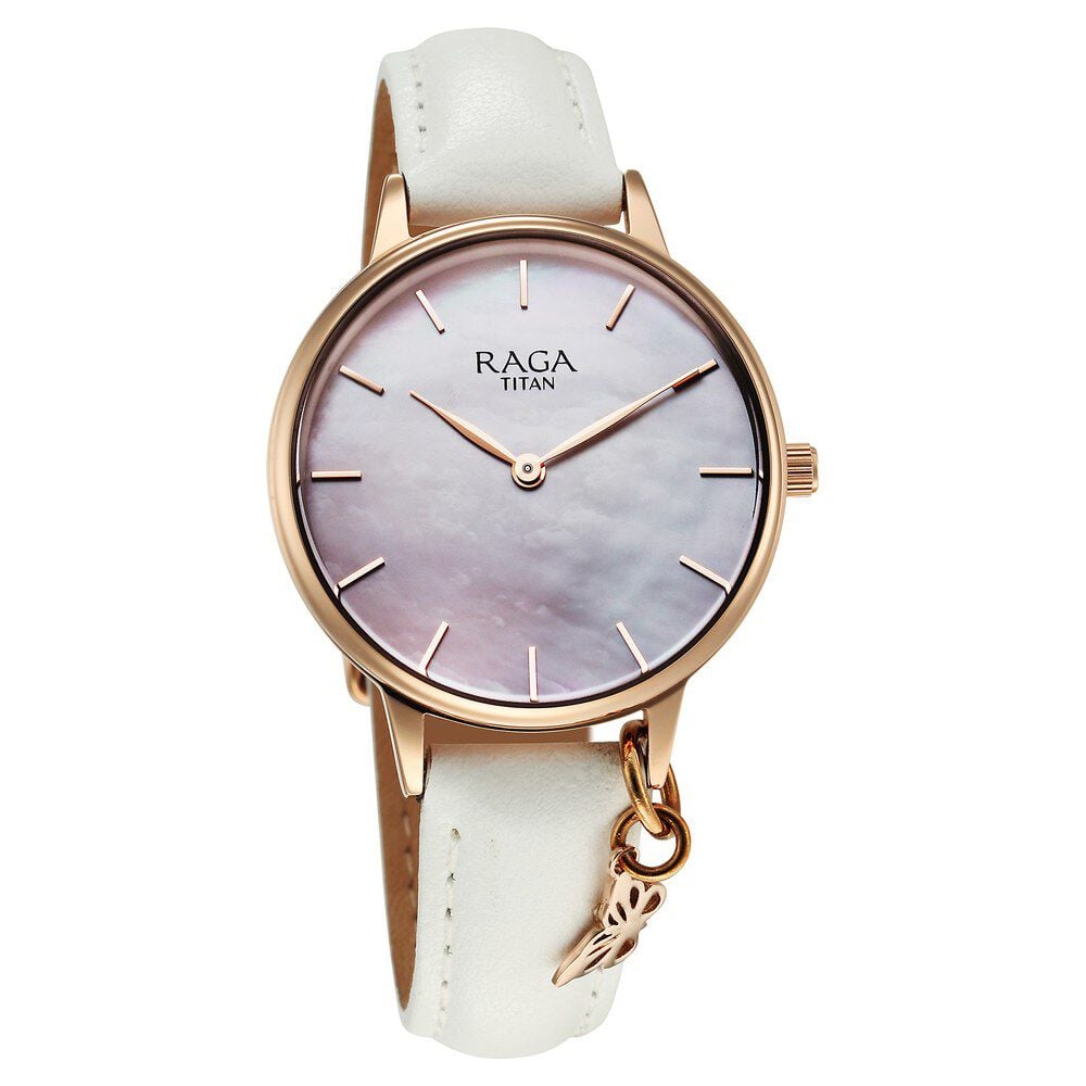 Titan Raga Showstopper Quartz Analog Mother Of Pearl Dial Metal Strap Watch For Women