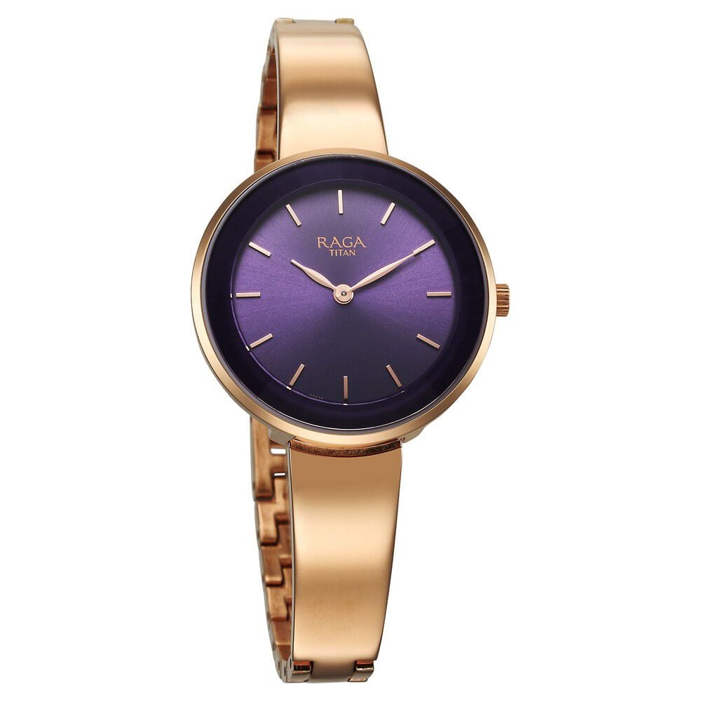 Titan Raga Showstopper Quartz Analog Purple Dial Metal Strap Watch for Women