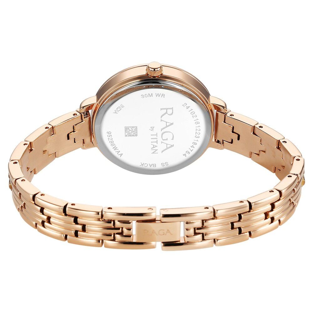 Titan Raga Showstopper Quartz Analog Pink Dial Metal Strap Watch for Women