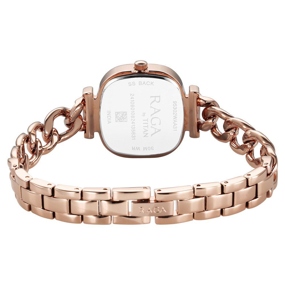 Titan Raga Showstopper Quartz Analog Rose Gold Dial Metal Strap Watch For Women