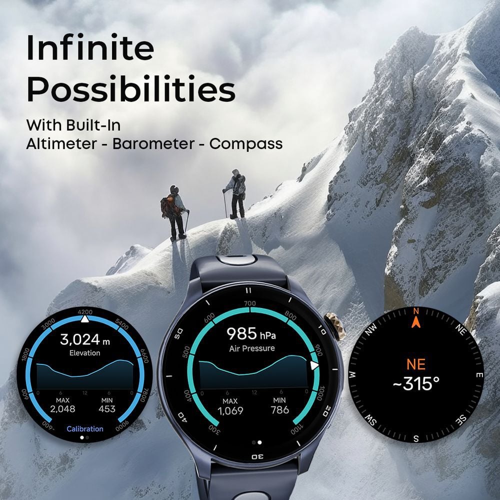 Titan Celestor Advanced GPS & Barometer 3.6 CM AMOLED Display with AOD, Piezoelectric Functional Crown Black Eclipse.