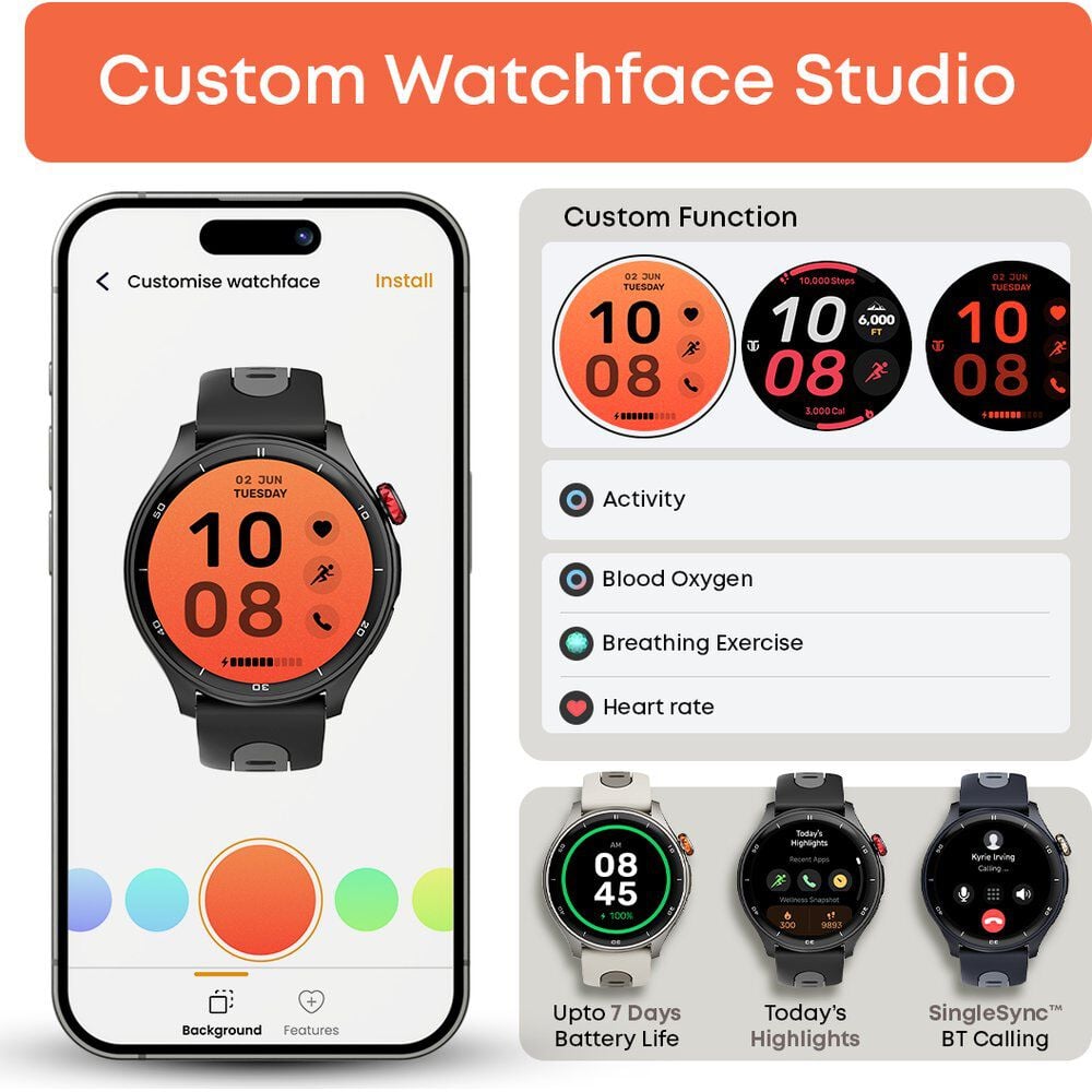 Titan Celestor Advanced GPS & Barometer 3.6 CM AMOLED Display with AOD, Piezoelectric Functional Crown Black Eclipse.