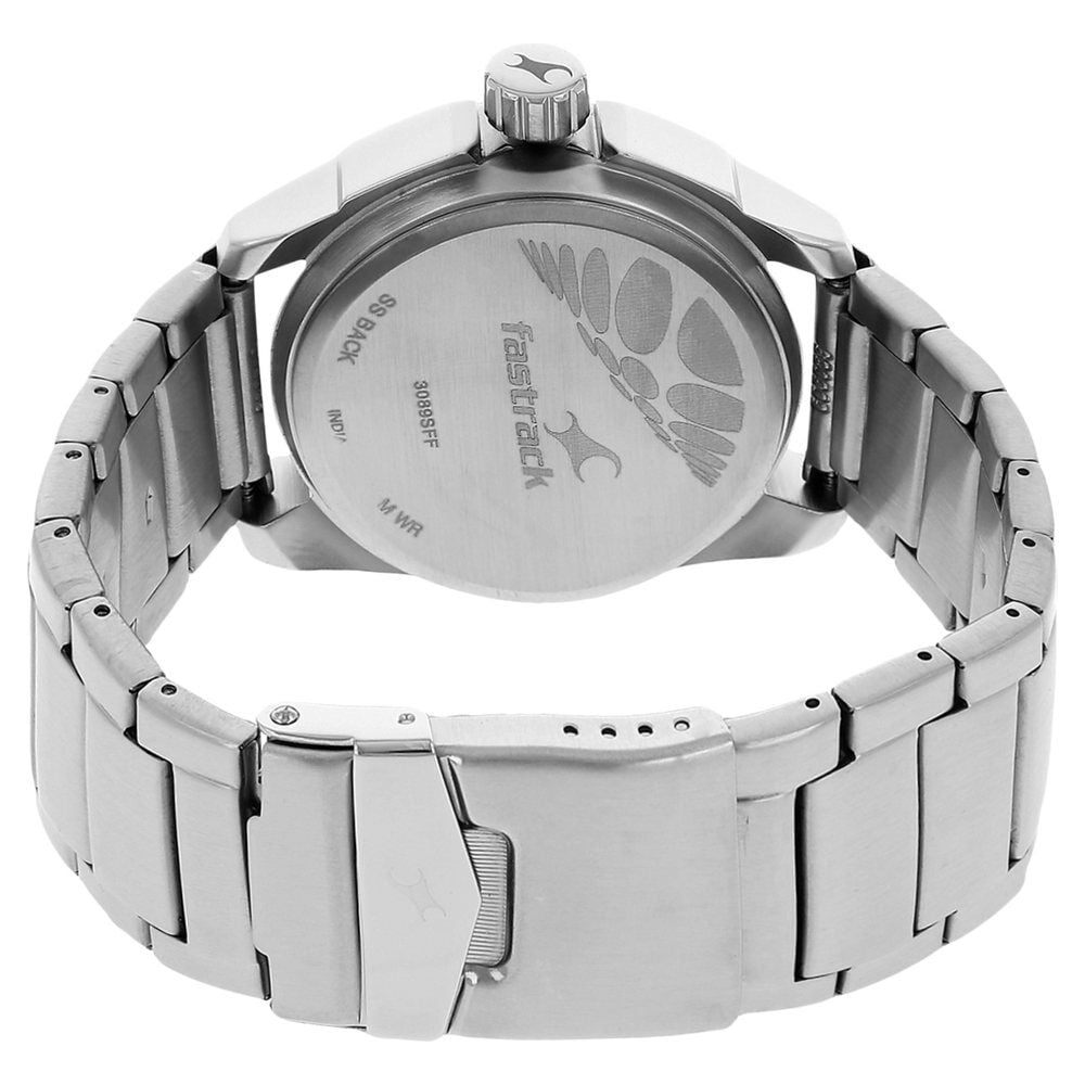 Fastrack Quartz Analog Silver Dial Stainless Steel Strap Watch for Guys
