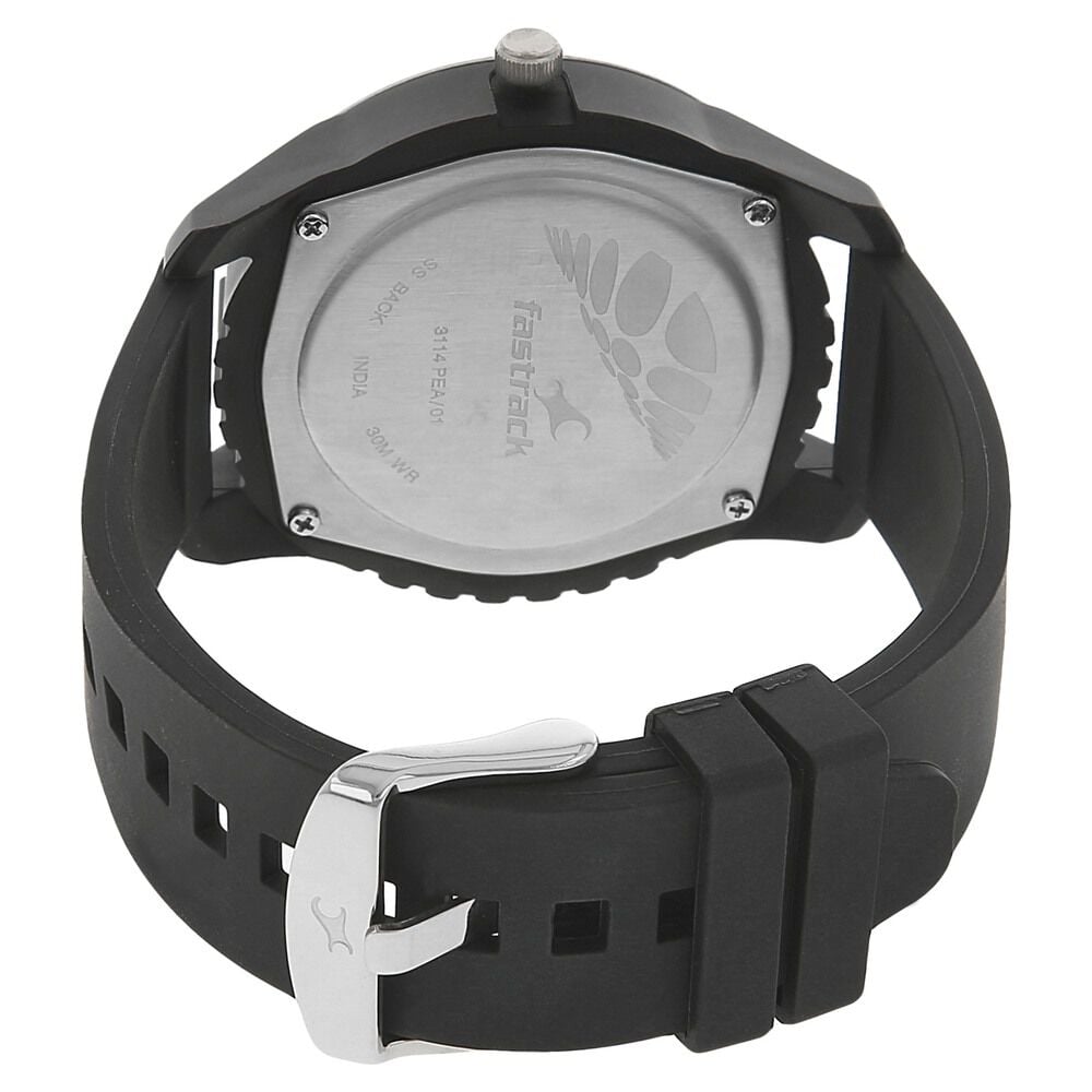Fastrack Quartz Analog Silver Dial Plastic Strap Watch for Guys