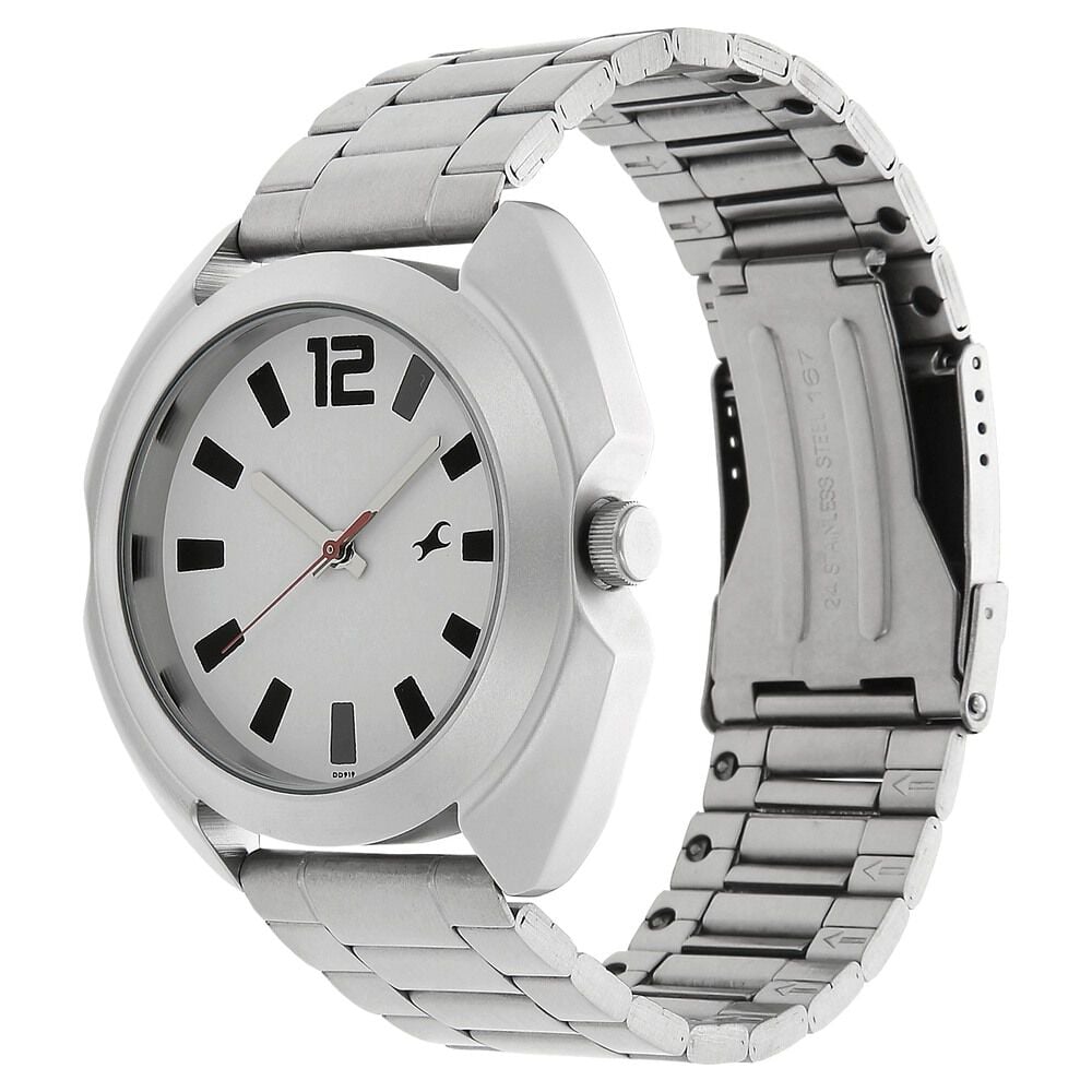 Fastrack Stunners Quartz Analog Silver Dial Silver Metal Strap Watch For Guys