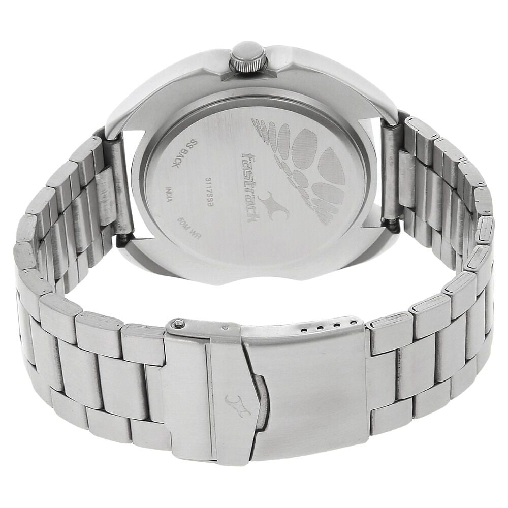 Fastrack Stunners Quartz Analog Silver Dial Silver Metal Strap Watch For Guys