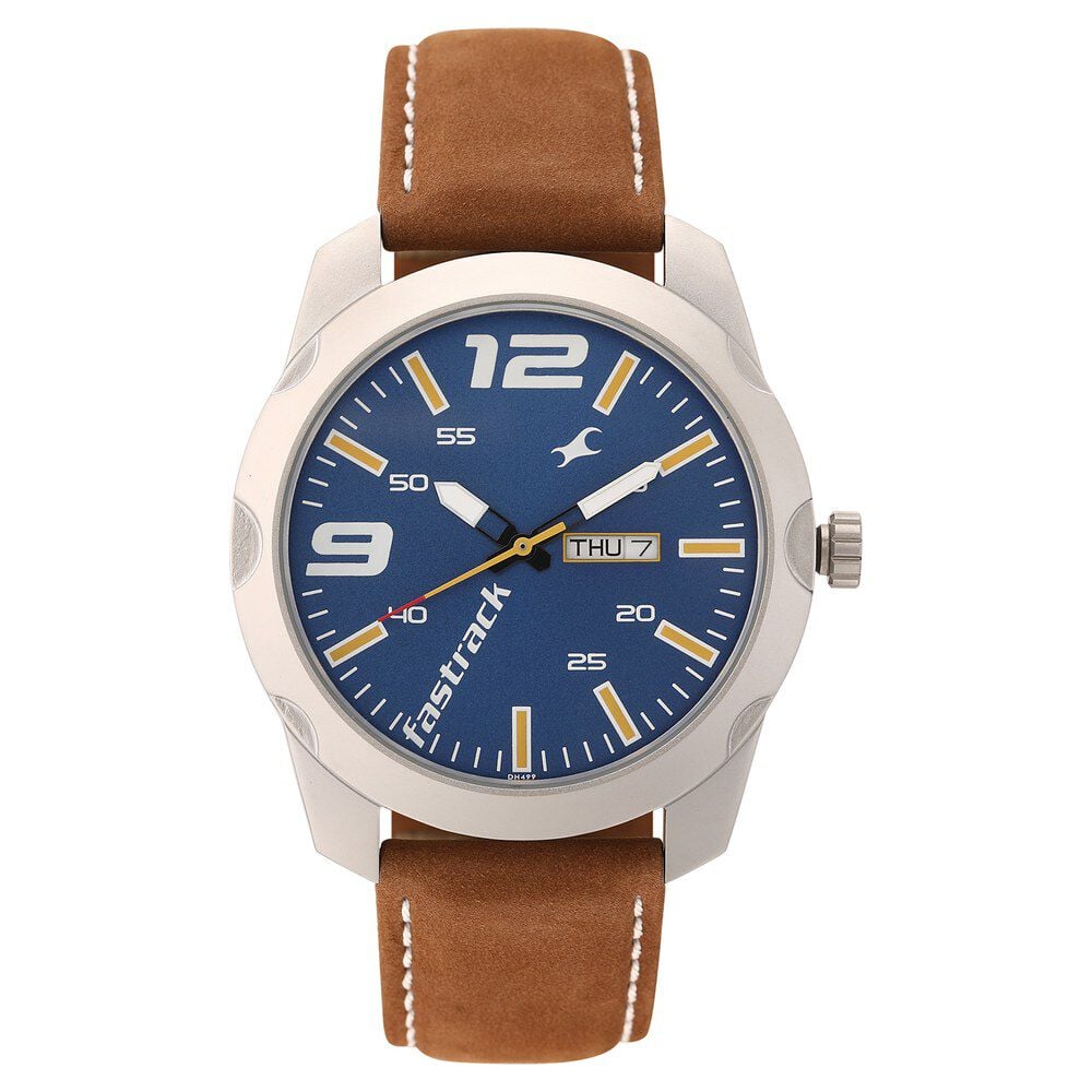 Fastrack Quartz Analog Black Dial Leather Strap Watch for Guys