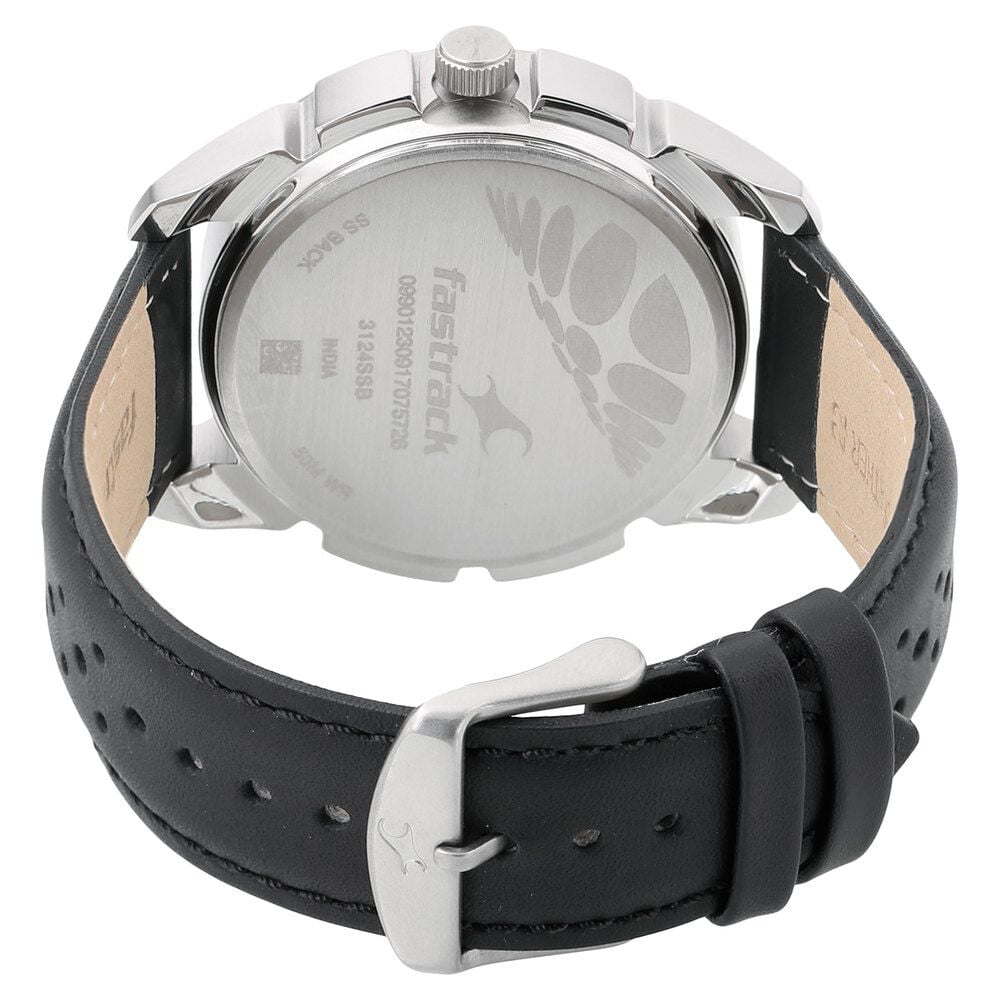 Fastrack Loopholes Quartz Analog Grey Dial Leather Strap Watch for Guys