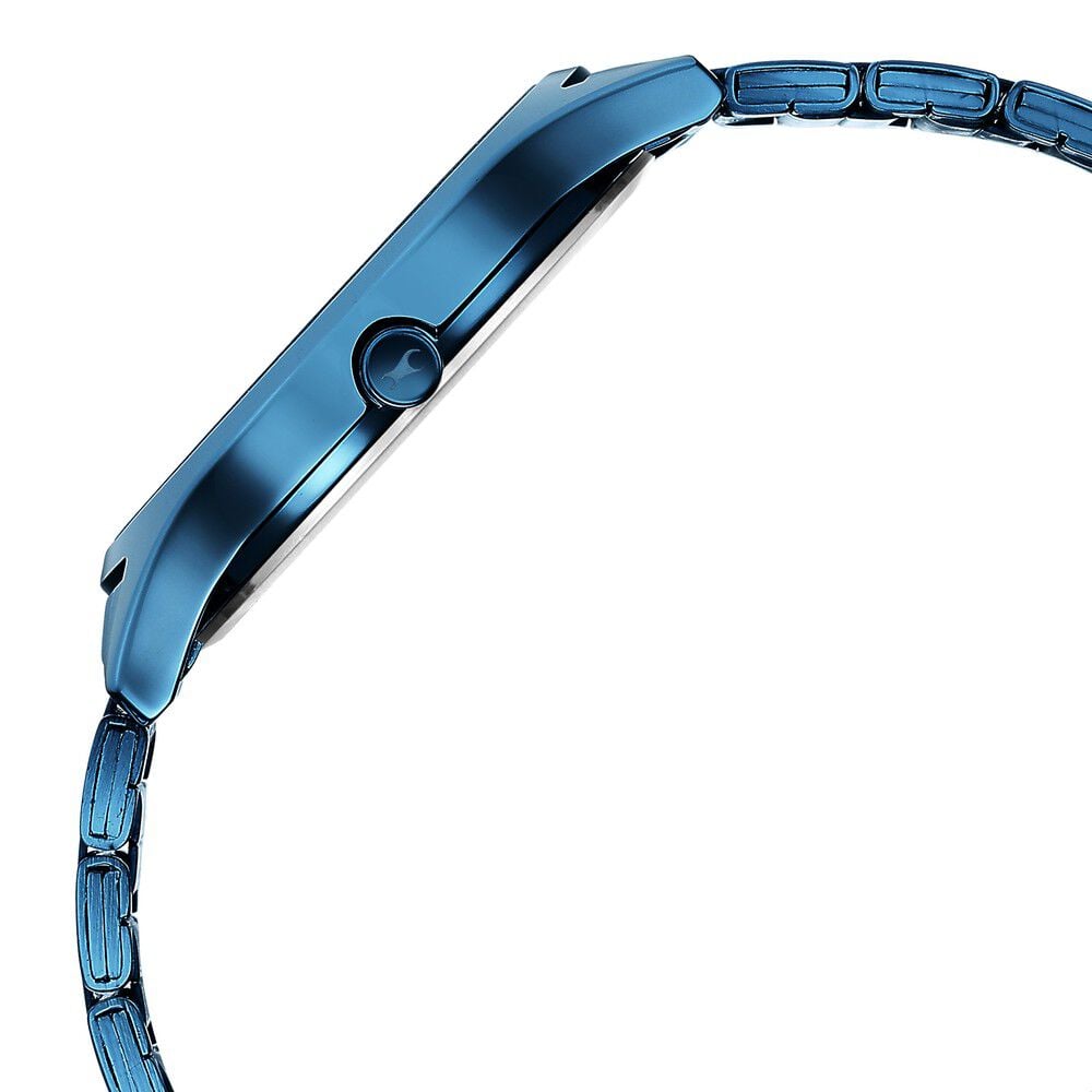 Fastrack Style Up Quartz Analog Blue Dial Stainless Steel Strap Watch for Guys
