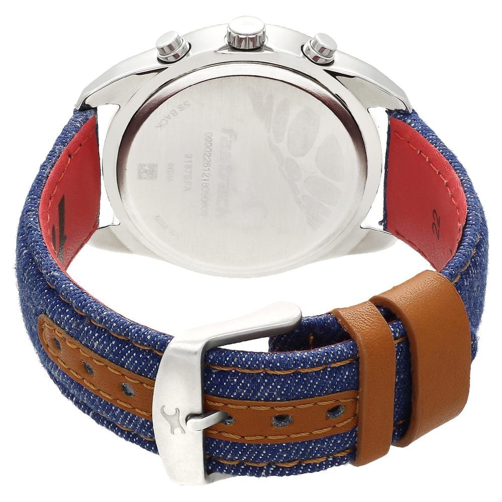 Fastrack Quartz Analog White Dial Leather Strap Watch for Guys