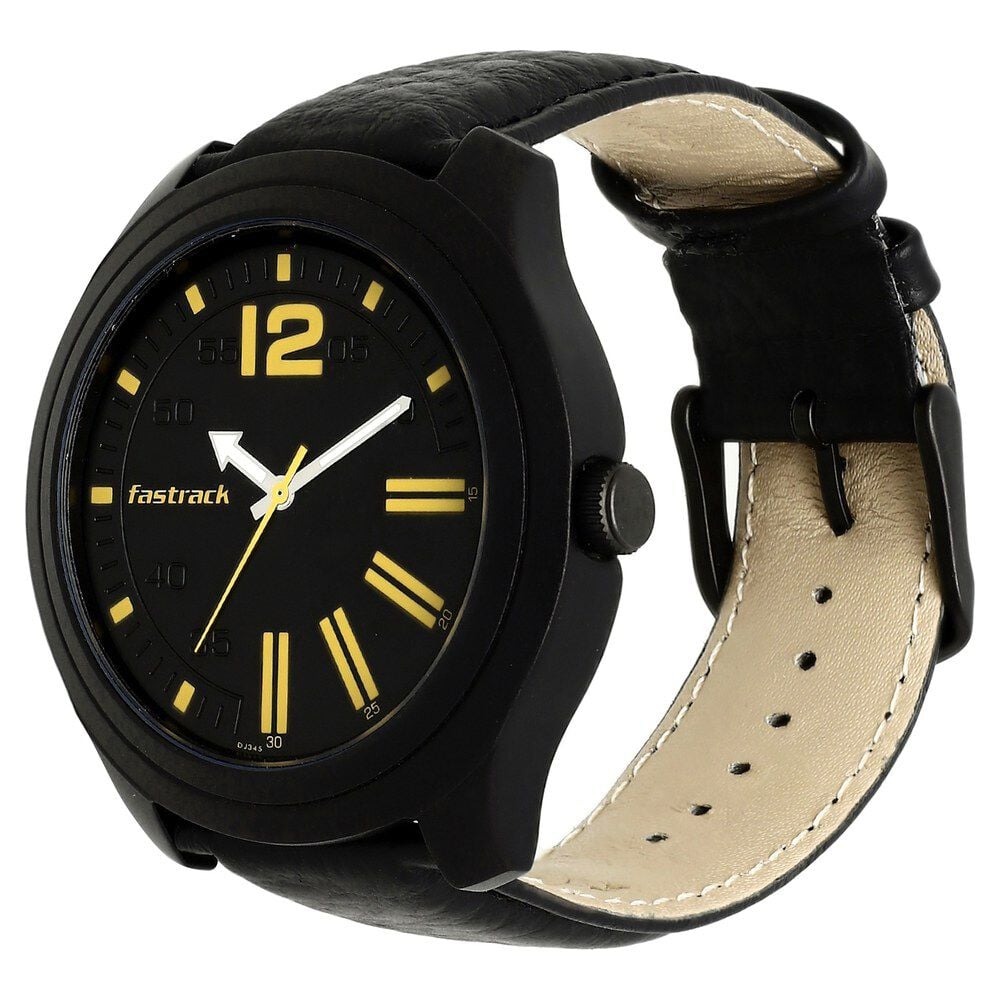 Fastrack All Nighters Quartz Analog Grey Dial Leather Strap Watch for Guys