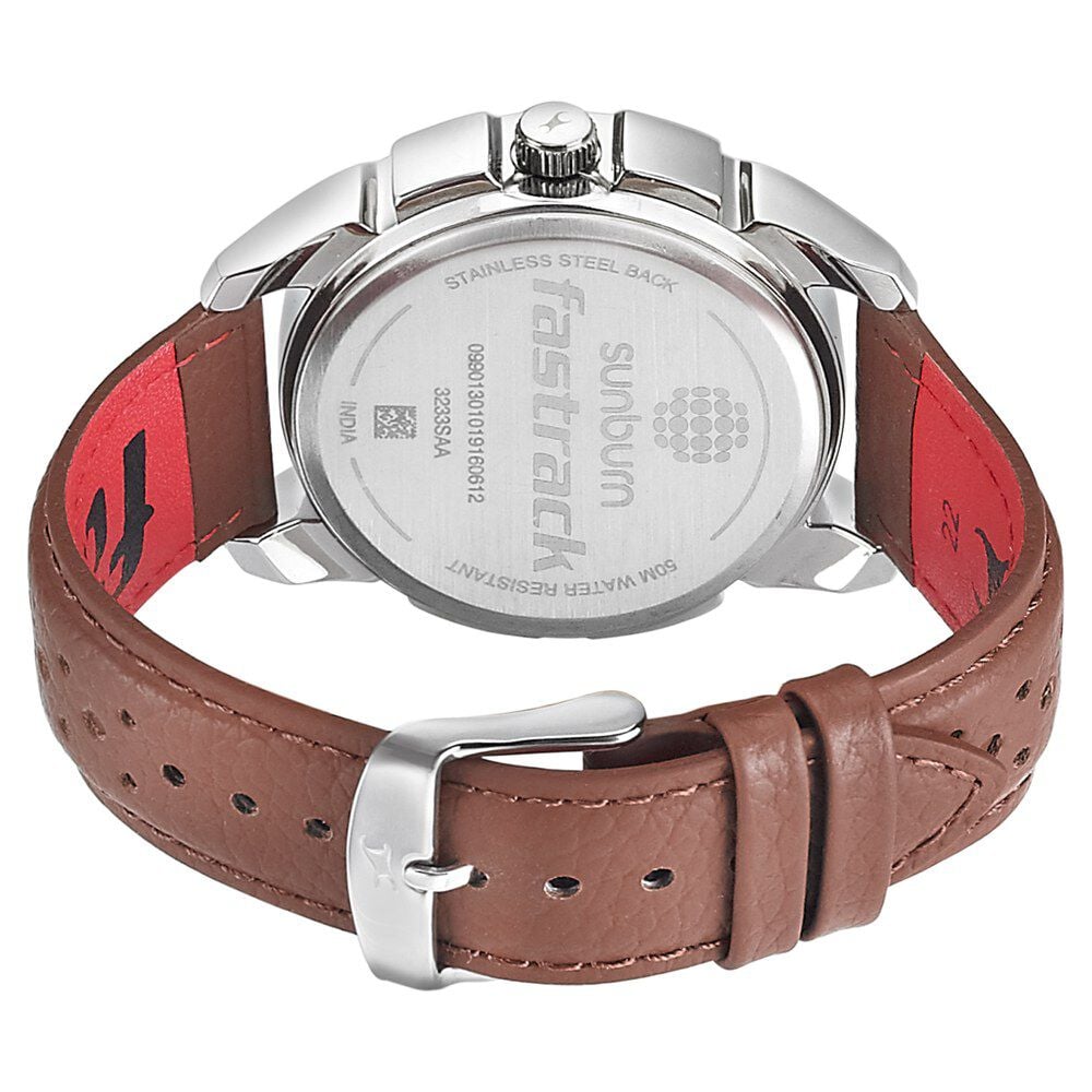 Fastrack Exuberant Quartz Analog White Dial Leather Strap Watch for Guys