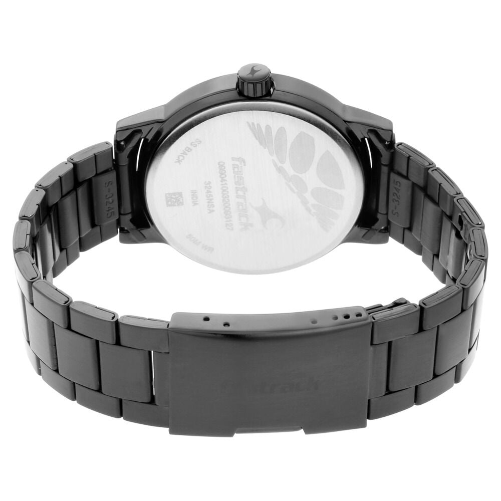 Fastrack Tripster Quartz Analog with Date Black Dial Stainless Steel Strap Watch for Guys