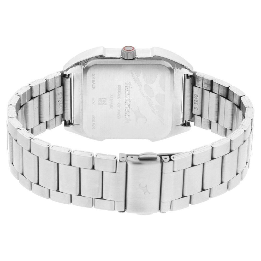 Fastrack Gamify Quartz Analog with Day and Date Black Dial Metal Strap Watch for Guys