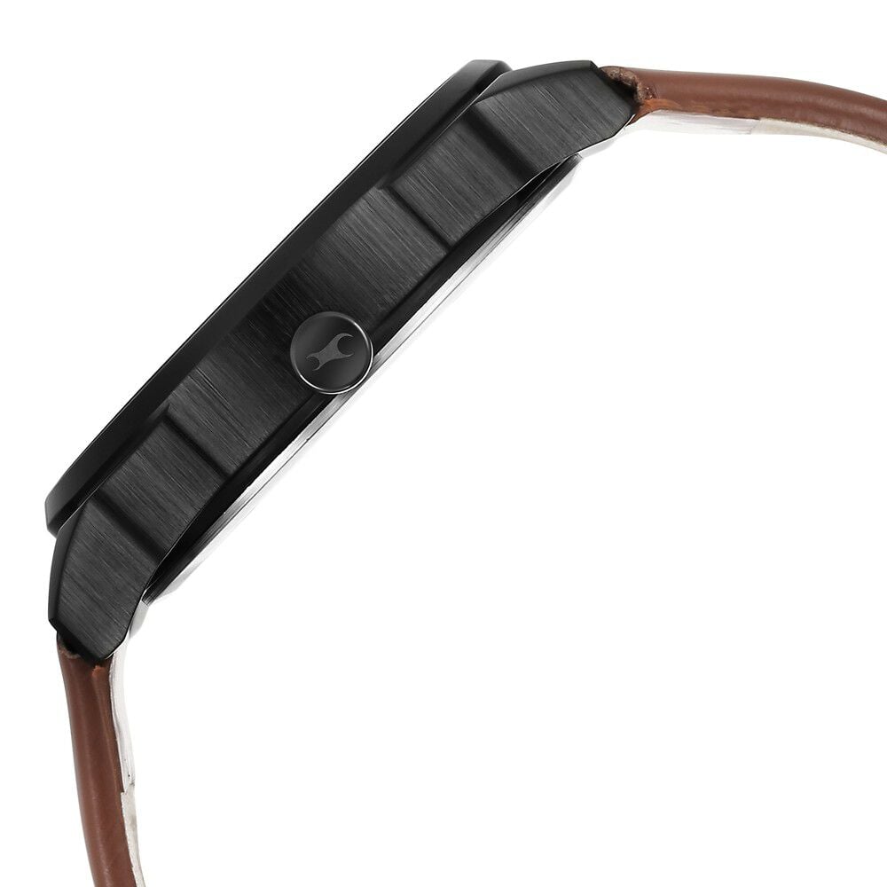 Fastrack After Dark Blue Dial Leather Strap Watch for Guys