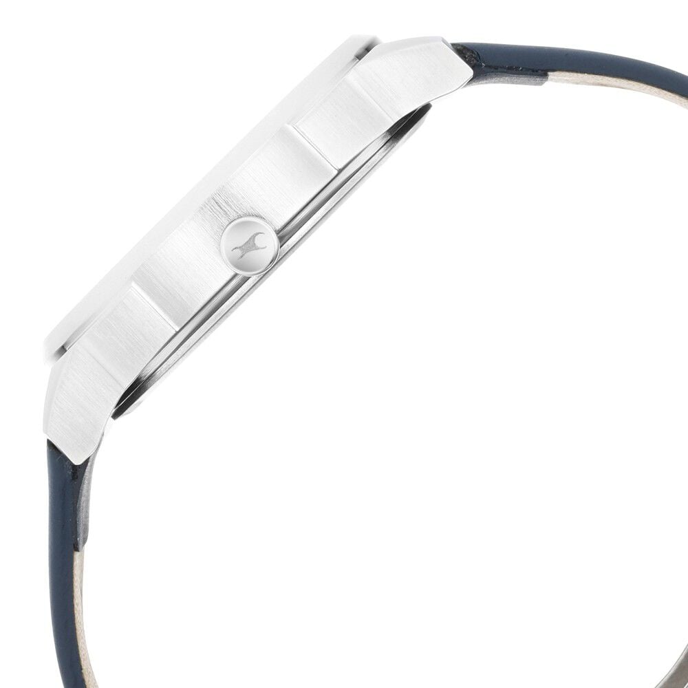 Fastrack After Dark White Dial Leather Strap Watch for Guys