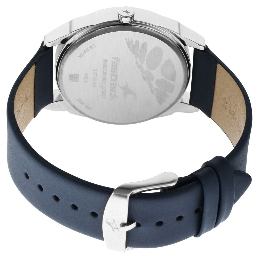 Fastrack After Dark White Dial Leather Strap Watch for Guys