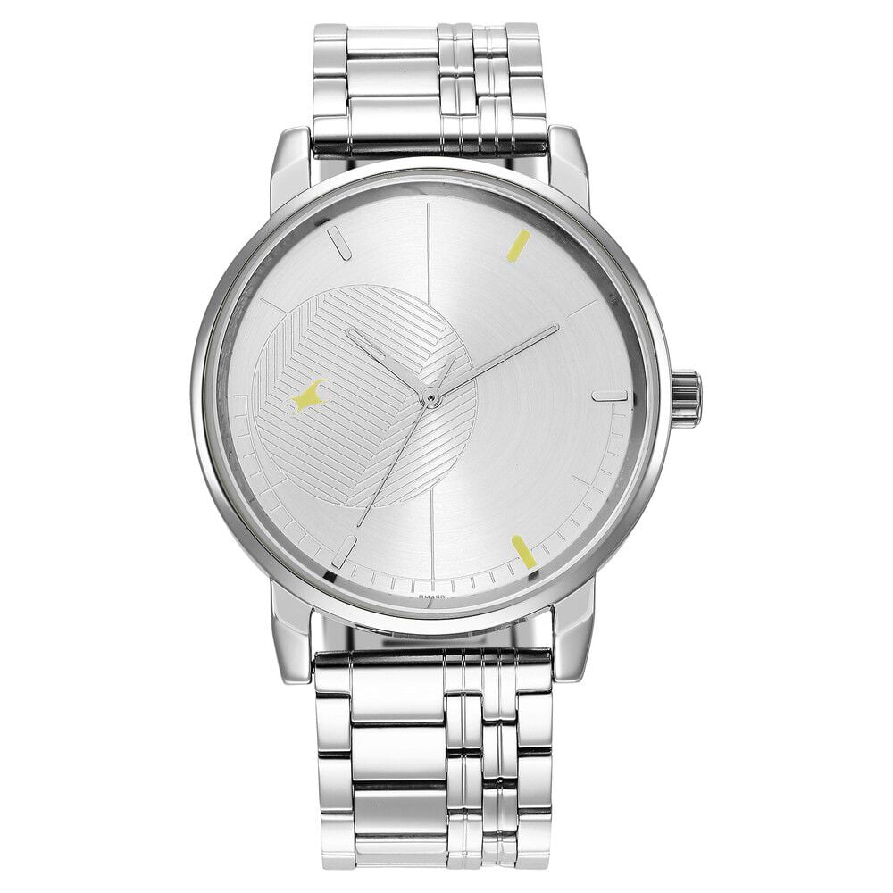 Fastrack Stunners Quartz Analog Silver Dial Metal Strap Watch for Guys