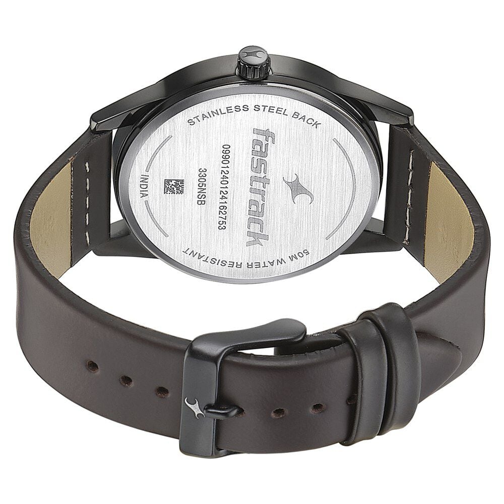 Fastrack Stunners Quartz Analog Green Dial Leather Strap Watch for Guys