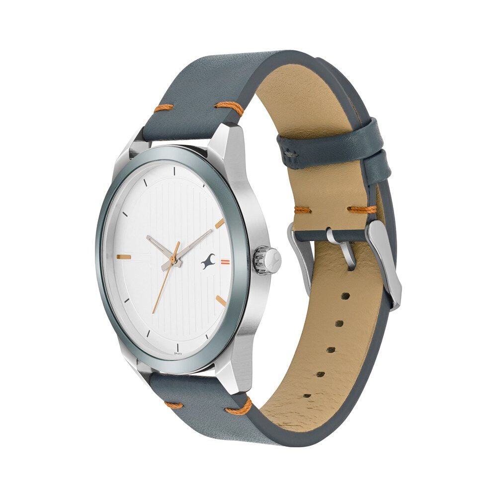 Fastrack Stunners Quartz Analog White dial Leather Strap Watch for Guys