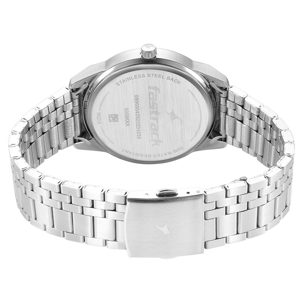Fastrack Stunners Quartz Analog Black Dial Metal Strap Watch for Guys