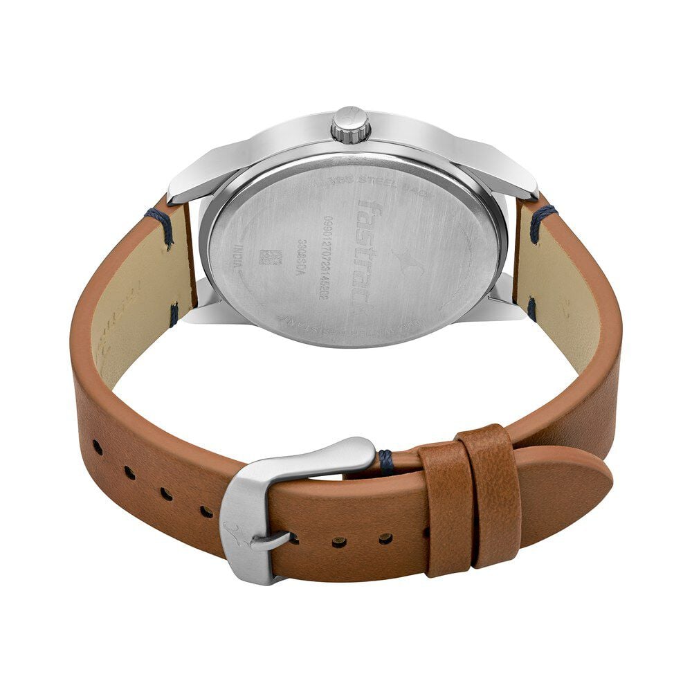 Fastrack Stunners Quartz Analog Blue dial Leather Strap Watch for Guys