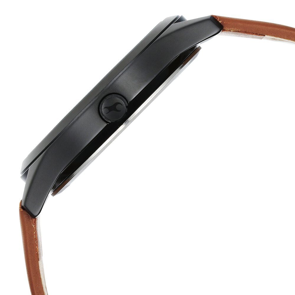 Fastrack Stunners Quartz Analog Black Dial Brown Leather Strap Watch For Guys