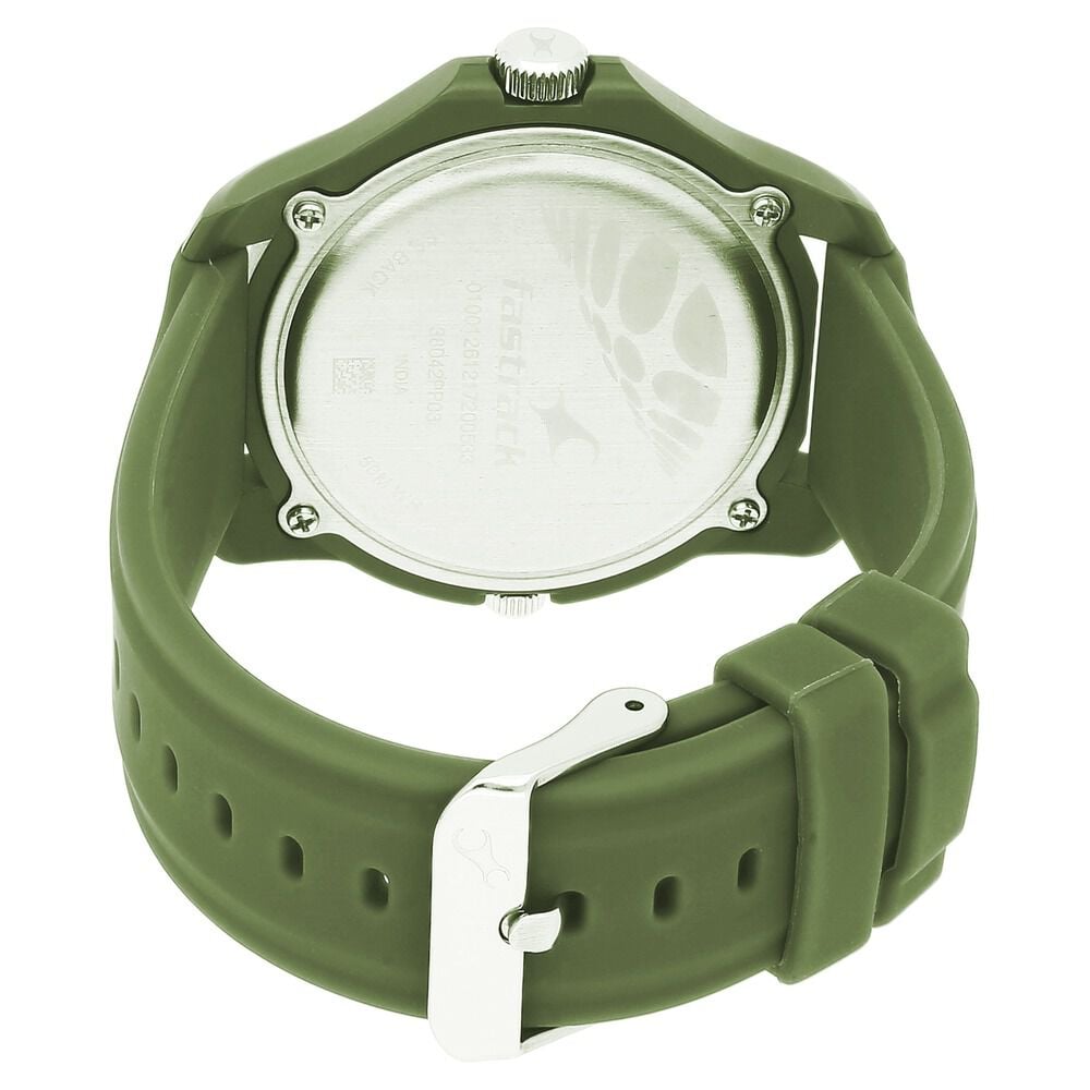 Fastrack Dual Time Quartz Analog Black Dial Silicone Strap Watch for Guys