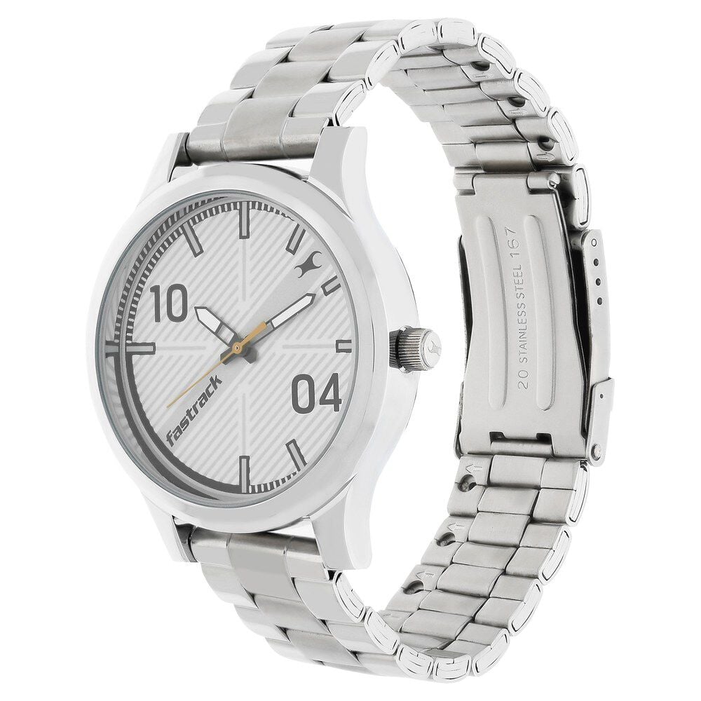 Fastrack Fundamentals Quartz Analog Blue Dial Stainless Steel Strap Watch for Guys